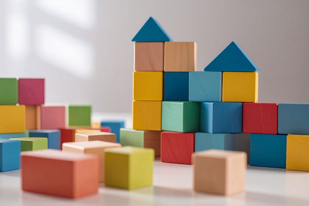 Picture of a childrens blocks. a photo of a blogpost How children learn social skills through play